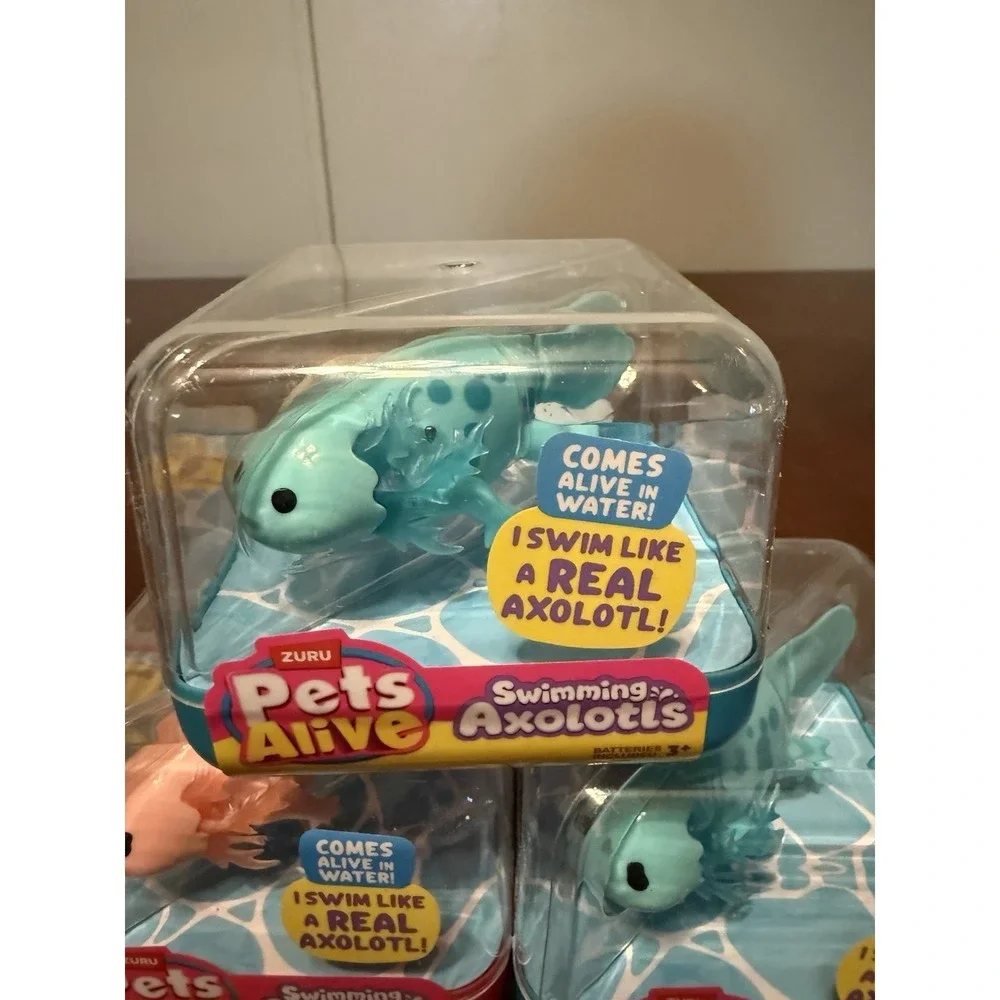 Lot of 3 ZURU Pets Alive Swimming Axolotl Toys Comes Alive‎ In Water